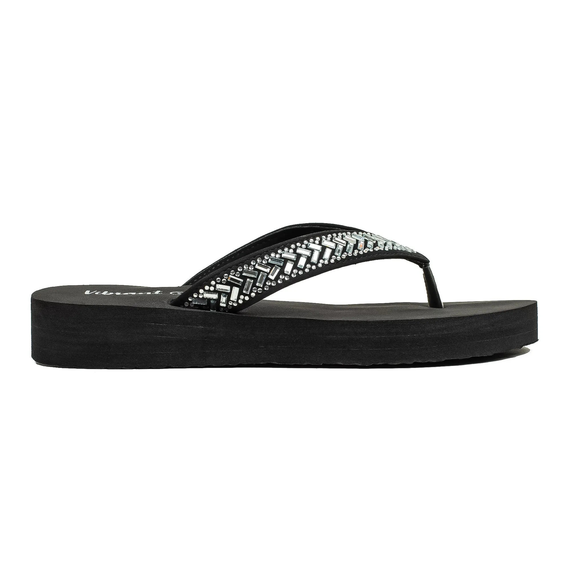 Ladies' Fashionable Black Stoned Strap Beach Flip-Flop with Comfortable Sole Flip Flops Spiderman