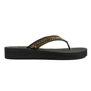 Ladies' Fashionable Golden Stoned Strap Beach Flip-Flop with Comfortable Sole Clean Up Flip Flops