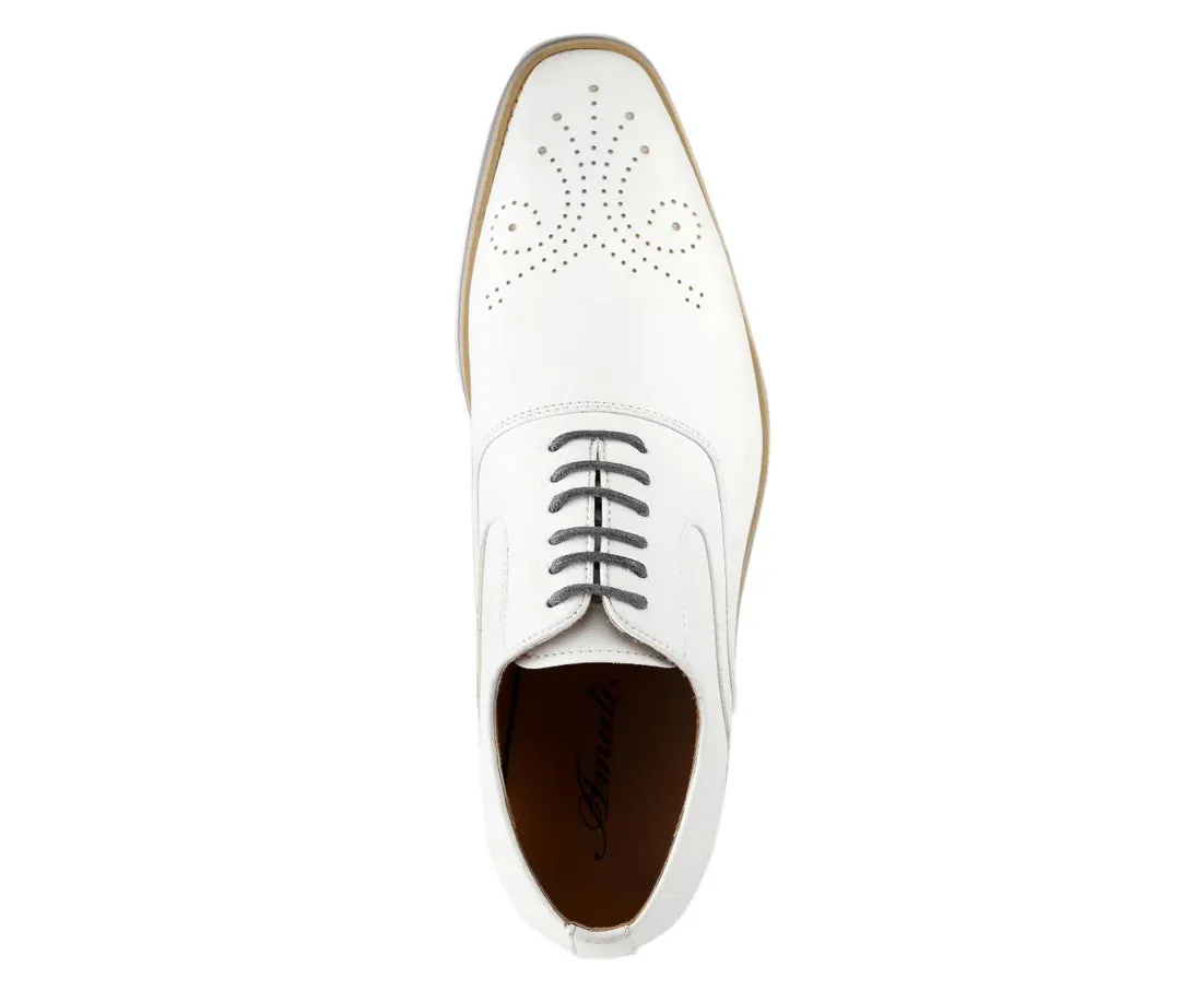White Men's Fashion Design Foam Sole Lace-Up Leather Shoes Style No-GIDEON Sneakers Streaming
