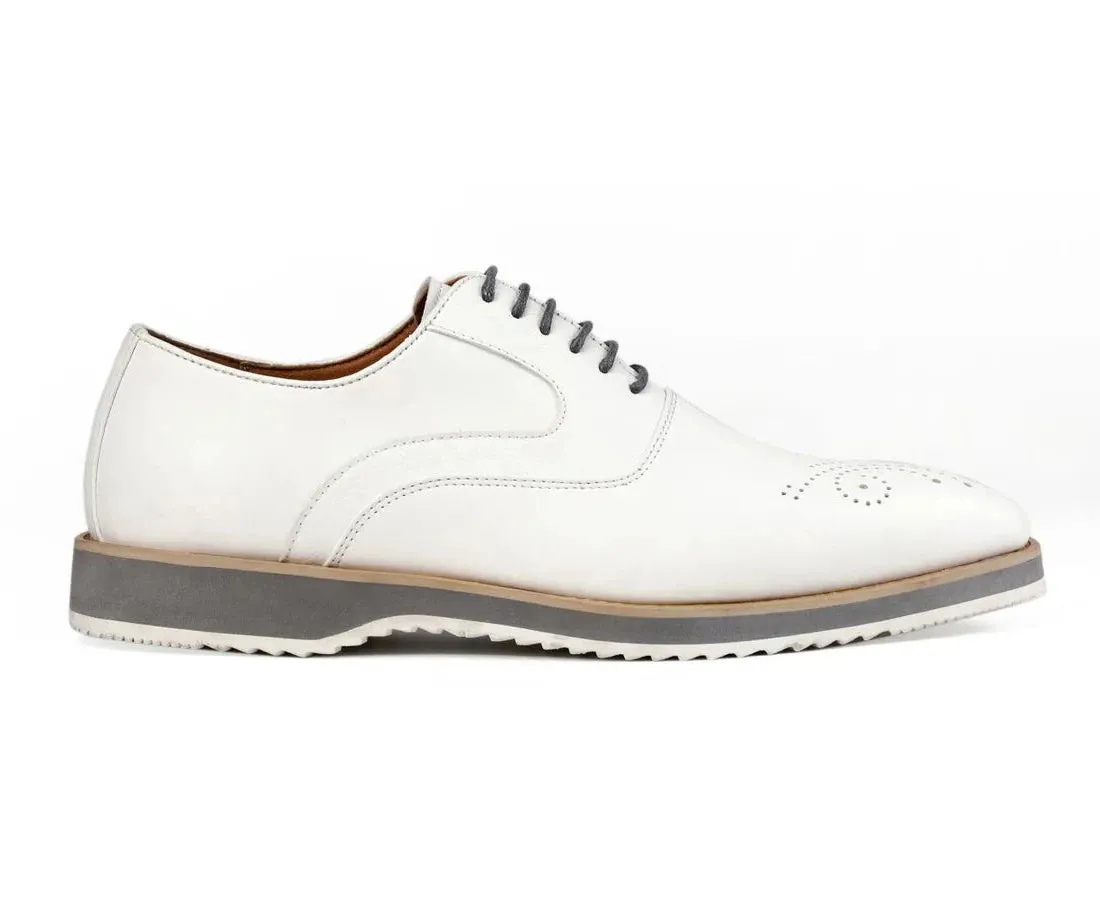 White Men's Fashion Design Foam Sole Lace-Up Leather Shoes Style No-GIDEON Sneakers Porn