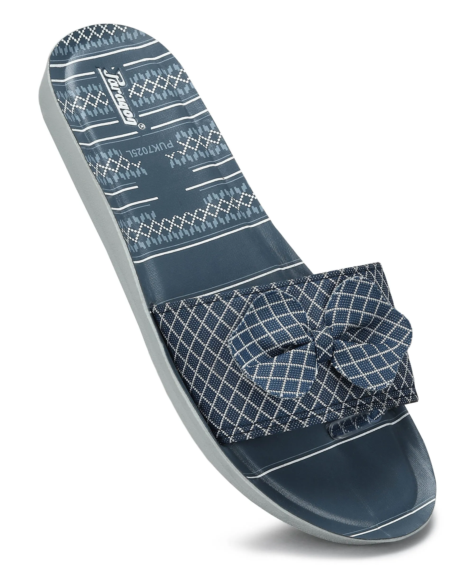 Baya Flip Flops Paragon PUK7025L Women's Blue-Grey Sliders with Cushioned Sole for Everyday Use