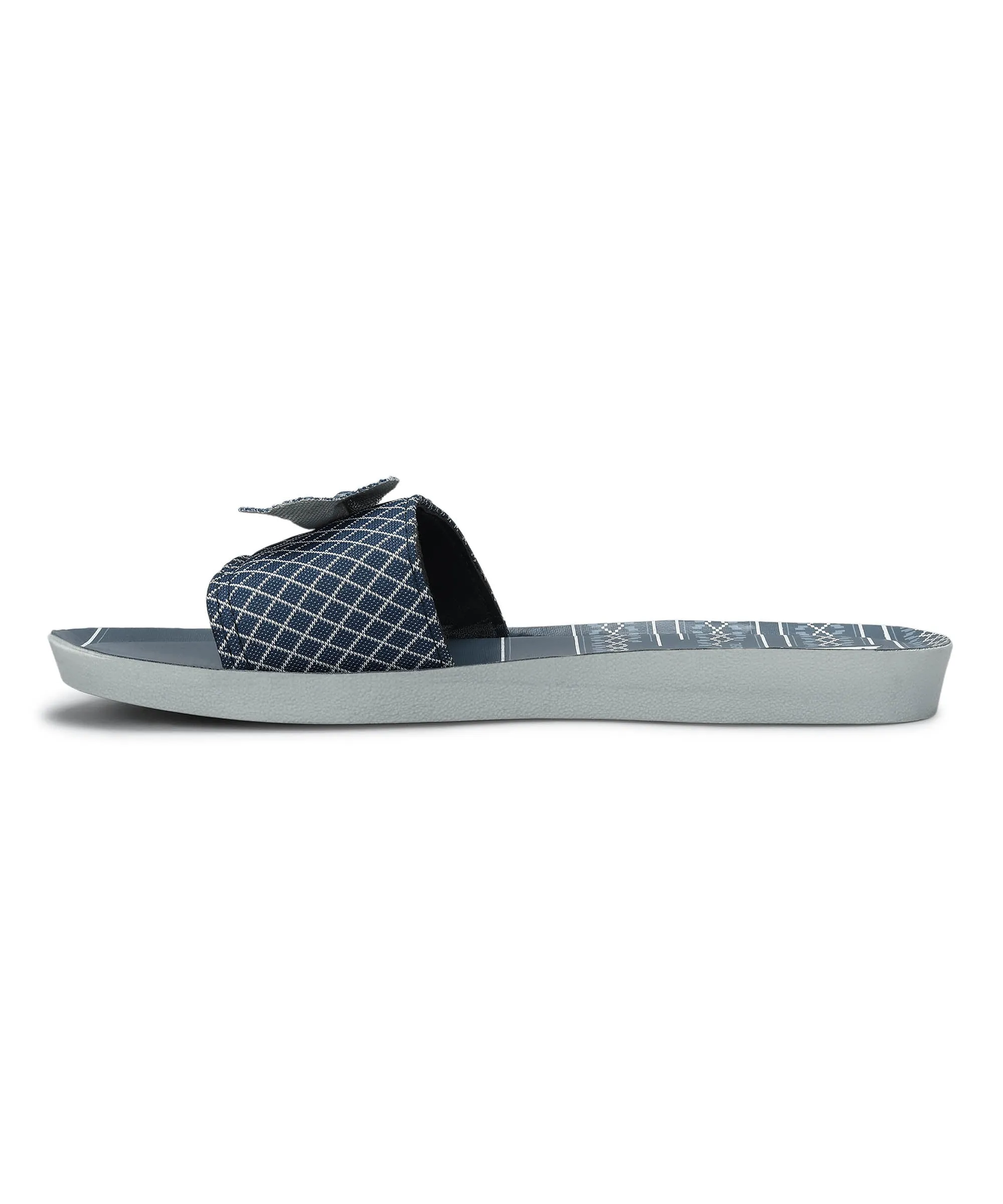 Paragon PUK7025L Women's Blue-Grey Sliders with Cushioned Sole for Everyday Use Double Strap Flip Flops