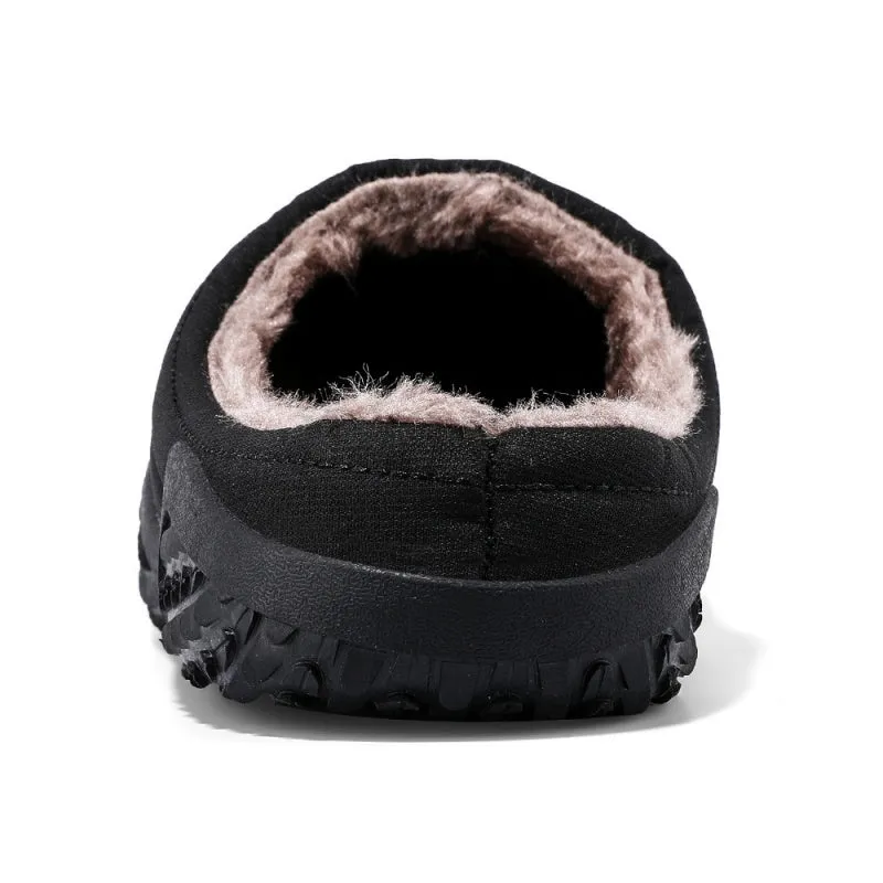 (Limited Time Sale 49%off)Men slippers home winter indoor warm plush shoes thick bottom waterproof leather house slippers cotton shoes Slippers Footwear
