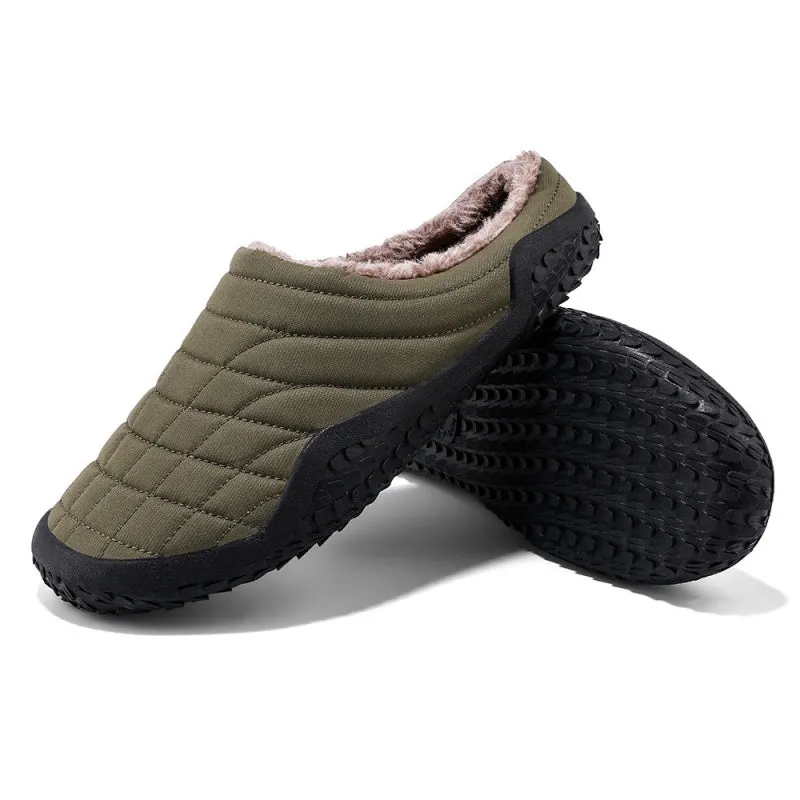 (Limited Time Sale 49%off)Men slippers home winter indoor warm plush shoes thick bottom waterproof leather house slippers cotton shoes Ballet Slippers Capezio