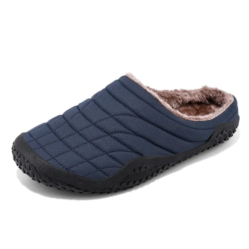 (Limited Time Sale 49%off)Men slippers home winter indoor warm plush shoes thick bottom waterproof leather house slippers cotton shoes Happy Feet Slippers Coupon Code