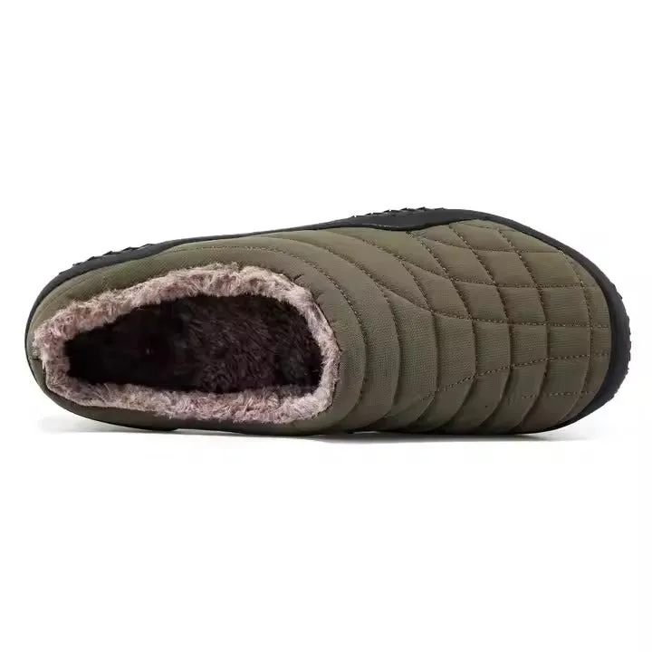 (Limited Time Sale 49%off)Men slippers home winter indoor warm plush shoes thick bottom waterproof leather house slippers cotton shoes Wearing Slippers In Public