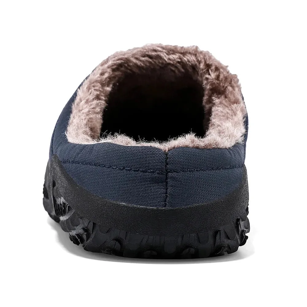 (Limited Time Sale 49%off)Men slippers home winter indoor warm plush shoes thick bottom waterproof leather house slippers cotton shoes Hawaiian Jesus Slippers