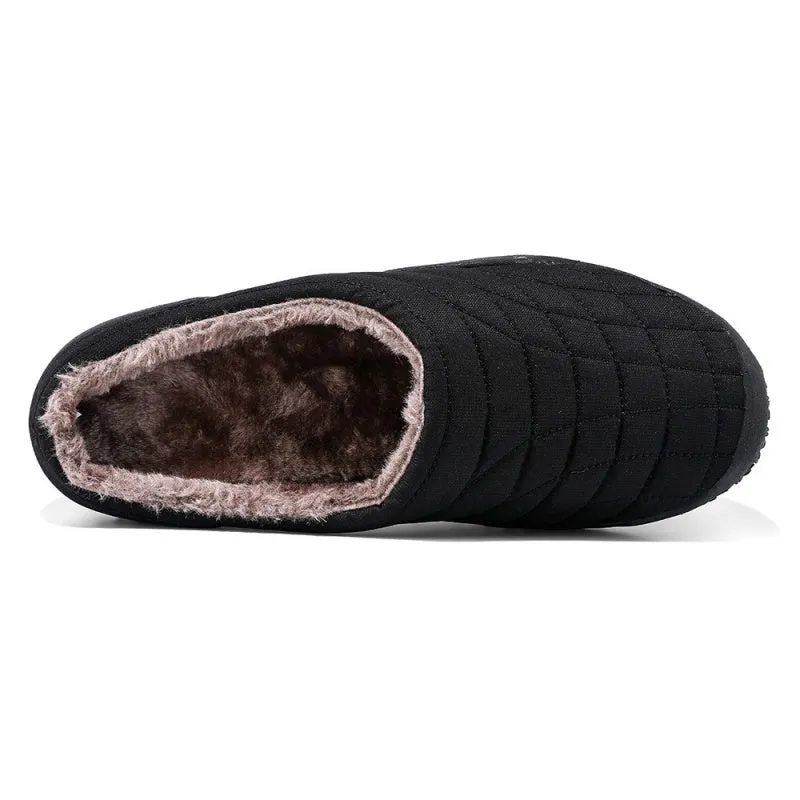 (Limited Time Sale 49%off)Men slippers home winter indoor warm plush shoes thick bottom waterproof leather house slippers cotton shoes Barcelona Jelly Slides