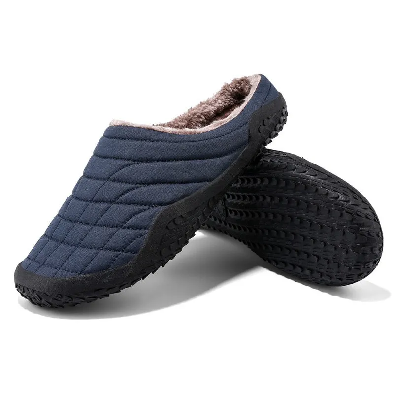 (Limited Time Sale 49%off)Men slippers home winter indoor warm plush shoes thick bottom waterproof leather house slippers cotton shoes Bunny Feet Slippers