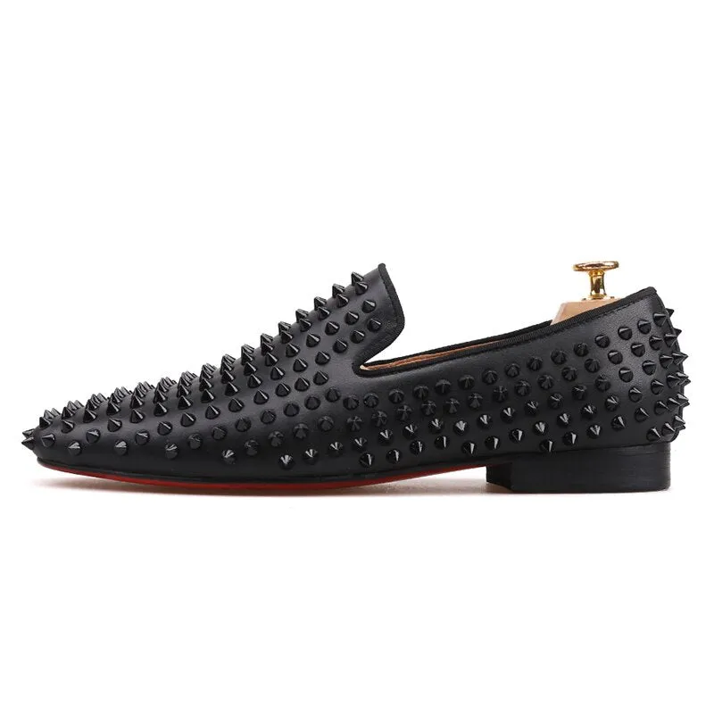 Loake Brighton Tassel Loafers Dandelion Spikes Handmade Men Shoes Black Color Genuine Leather Moccasin