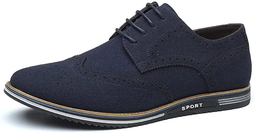 Composite Toe Work Boots Pull On Men's Wingtip Suede Derby Casual Shoes