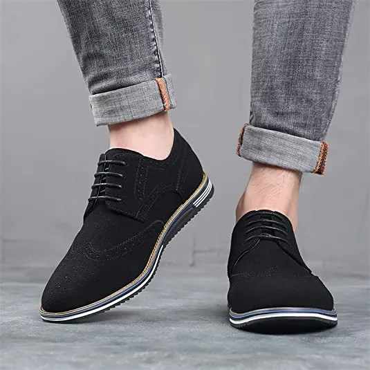 Men's Wingtip Suede Derby Casual Shoes Comfortable Work Boots