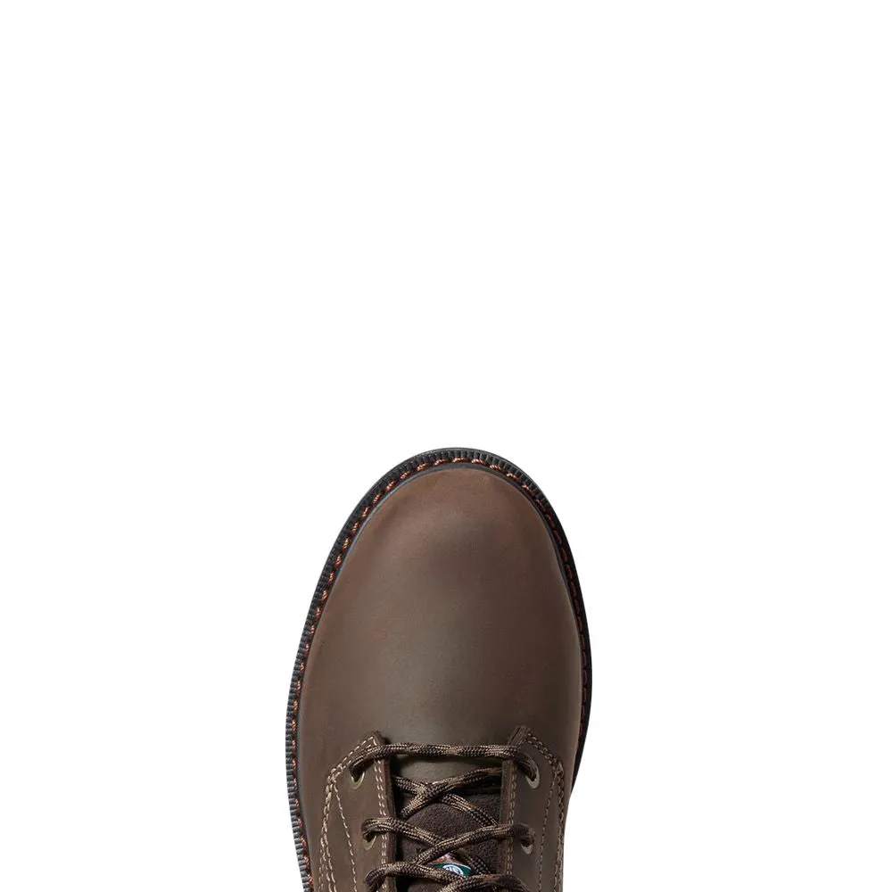 'Ariat' Women's 8" Riveter Glacier Grip 400 GR WP Comp Toe - Dark Brown Work Boots With Metatarsal