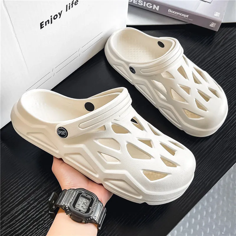 Men Beach Shoes Men's Summer Outdoor Non-Slip Sandals Crocs Low Wedge Sandals