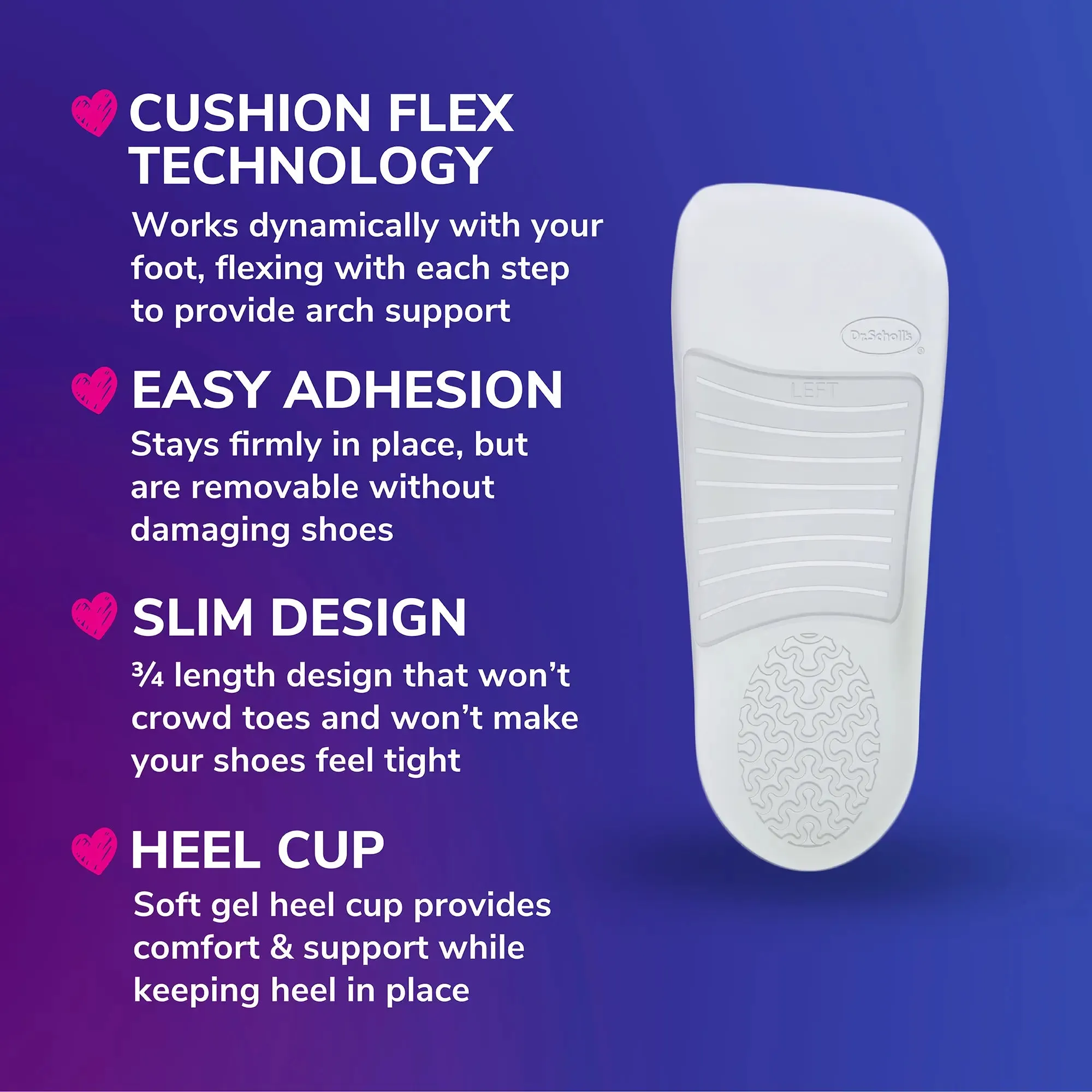 Love Your FLATS & SANDALS 3/4 Length Insoles Shoes Oxford