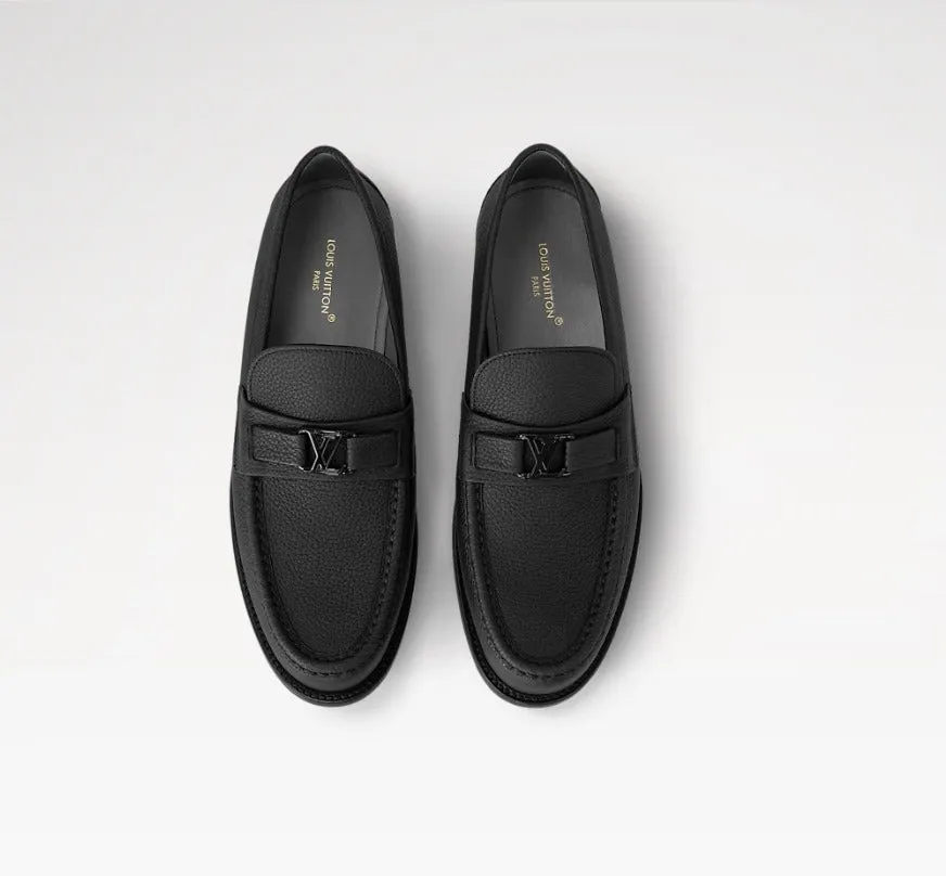 LV MAjor Loafer Grain Black Dress Loafers With Jeans