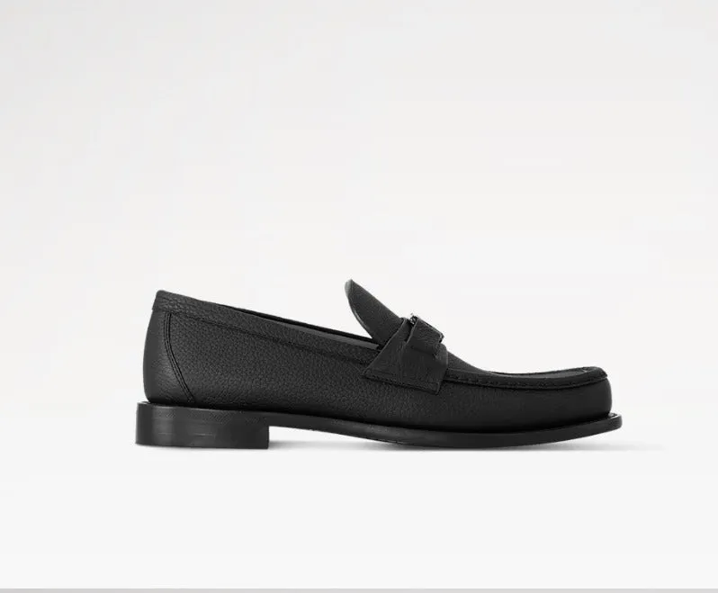 LV MAjor Loafer Grain Black Loafers With A Suit