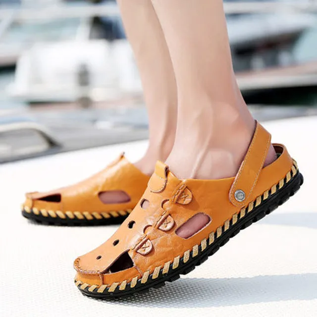 Comfy Platform Sandals 2018 New high quality men shoes genuine leather sandals