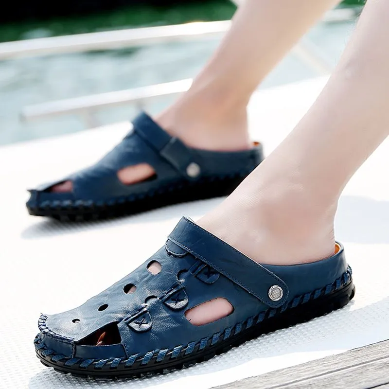 Cross Sandals 2018 New high quality men shoes genuine leather sandals