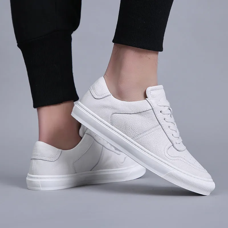 Men Casual Shoes Luxury Brand 100% Cow Leather Breathable Soft Walking Footwear Sneakers Store New York