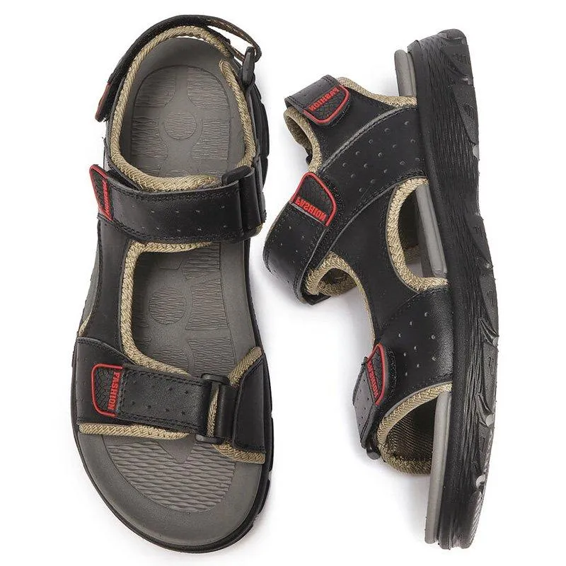 Men Comfortable Lightweight Leather Sandals Hook Loop Outdoor Shoes Teva Hurricane Sandals