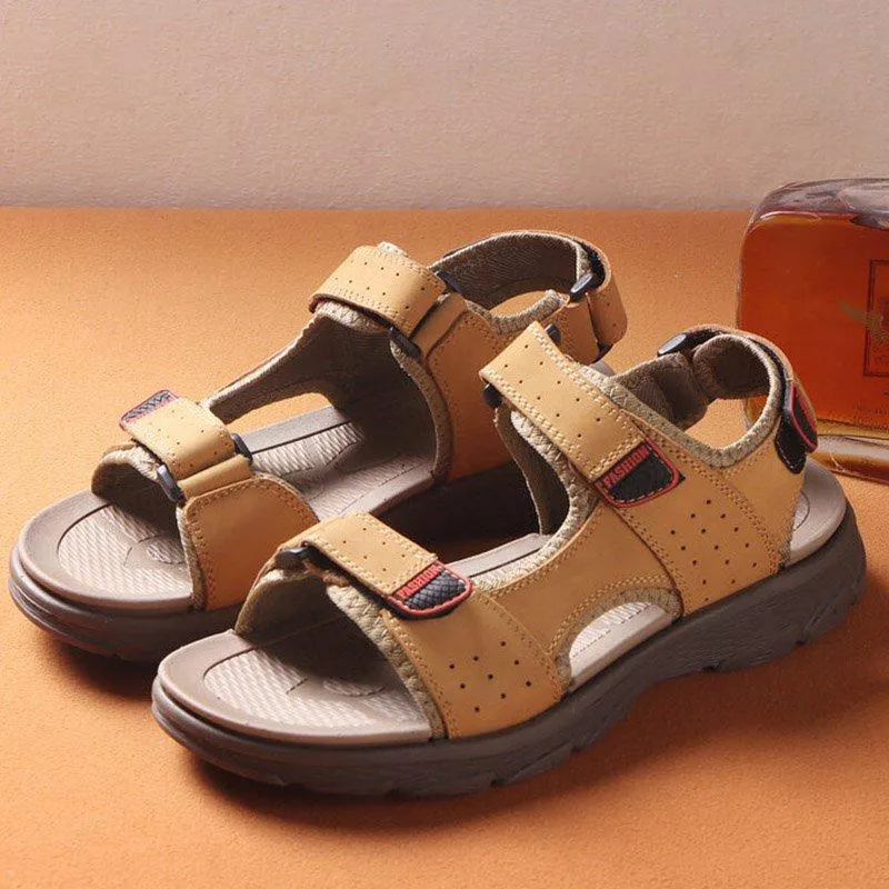 Men Comfortable Lightweight Leather Sandals Hook Loop Outdoor Shoes Jack Rogers Comfort Sandals