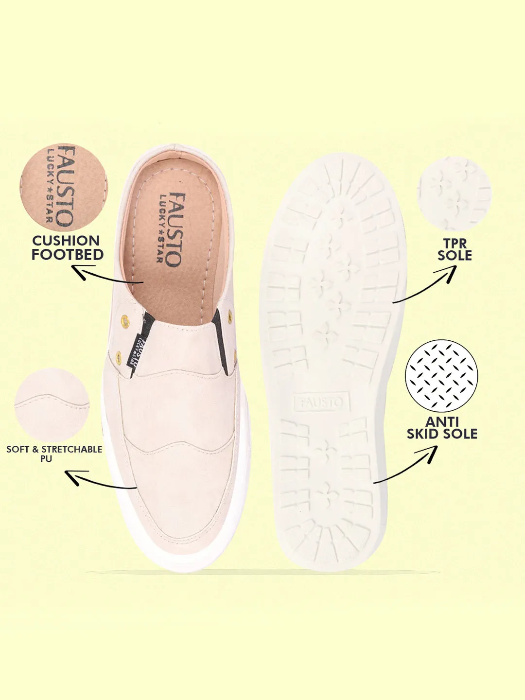 Allswifit Slip On Walking Shoes Men Cream Casual Slip-On Shoes