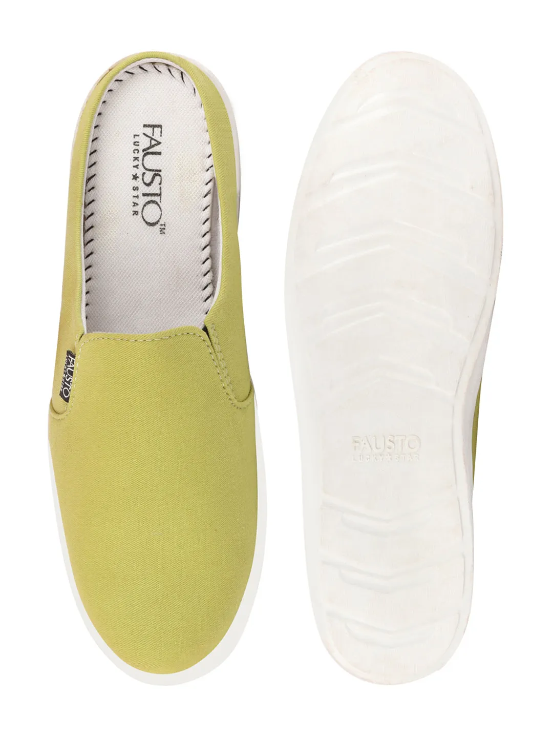 Women's Best Slip On Sneakers > Best Slip On Sneakers Men Green Casual Back Open Canvas Stylish Slip On Shoes