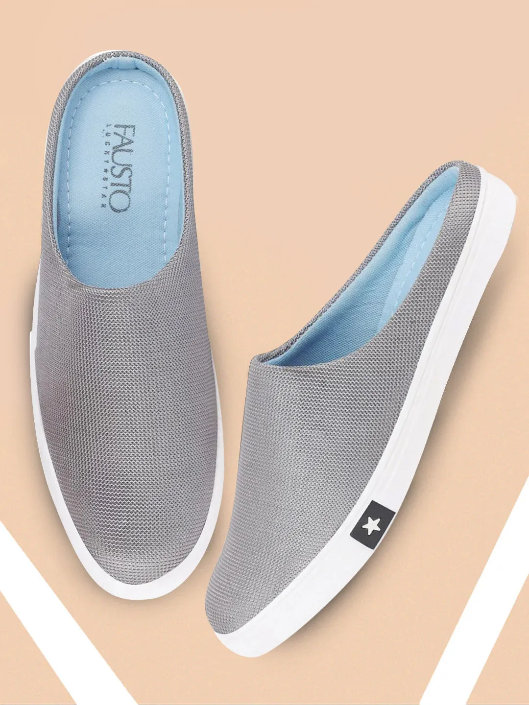 Men Grey Casual Canvas Slip-On Shoes Slip On Wedge Shoes