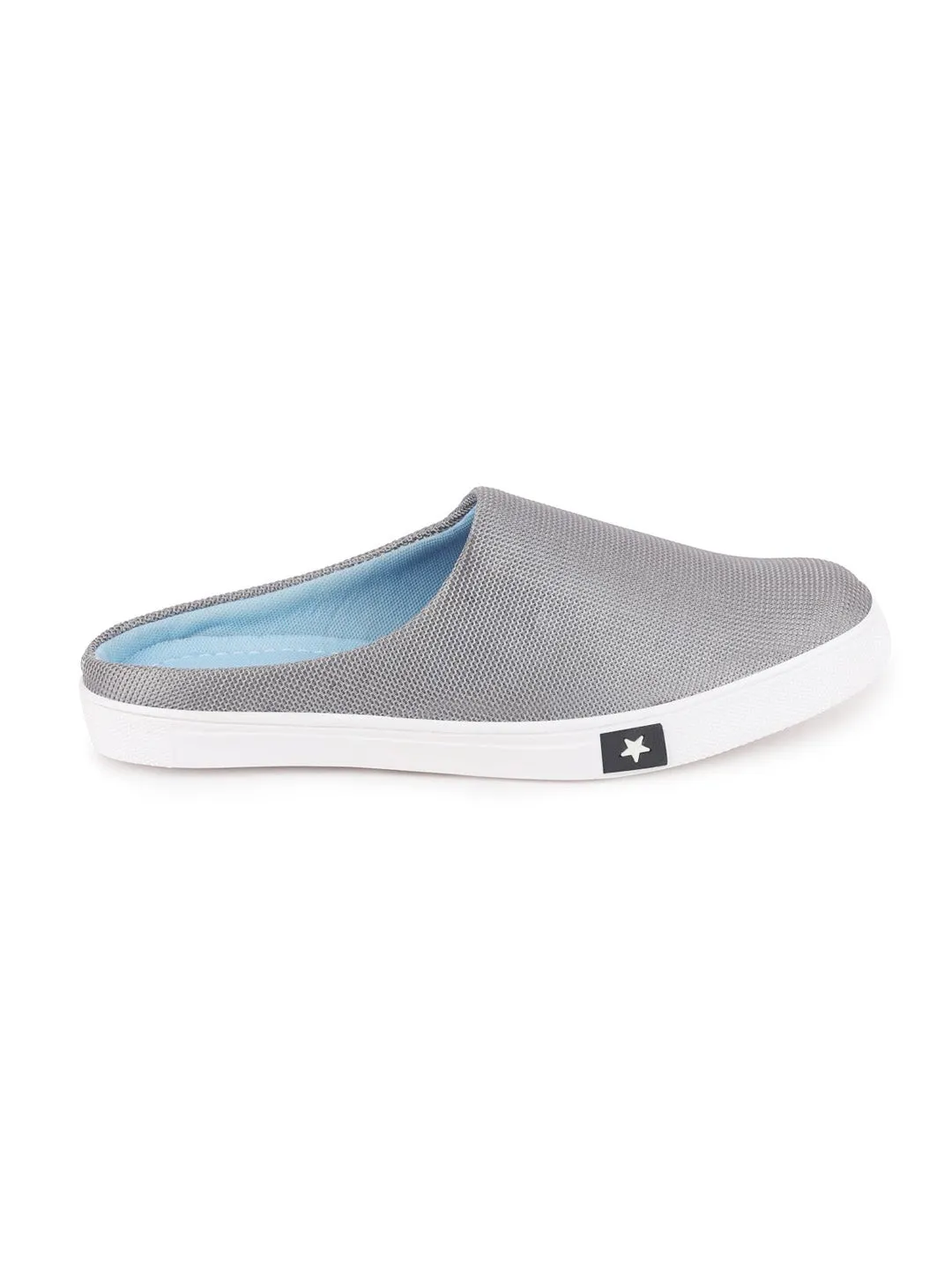 Men Grey Casual Canvas Slip-On Shoes Mule Slip On Shoes