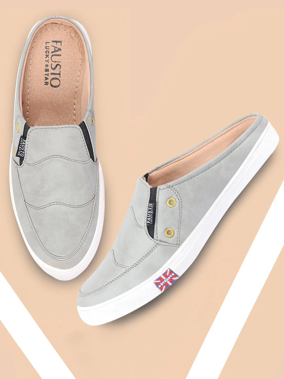 Men Grey Casual Slip-On Shoes Slip On Shoes Cheap