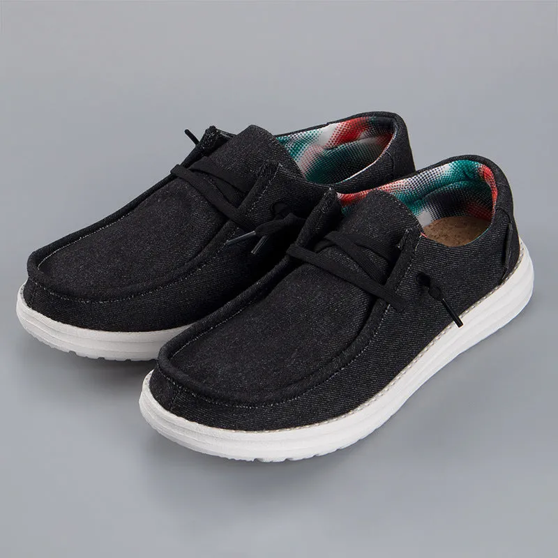 Men Loafers Fashion Canvas Shoes Platform Loafers Heels