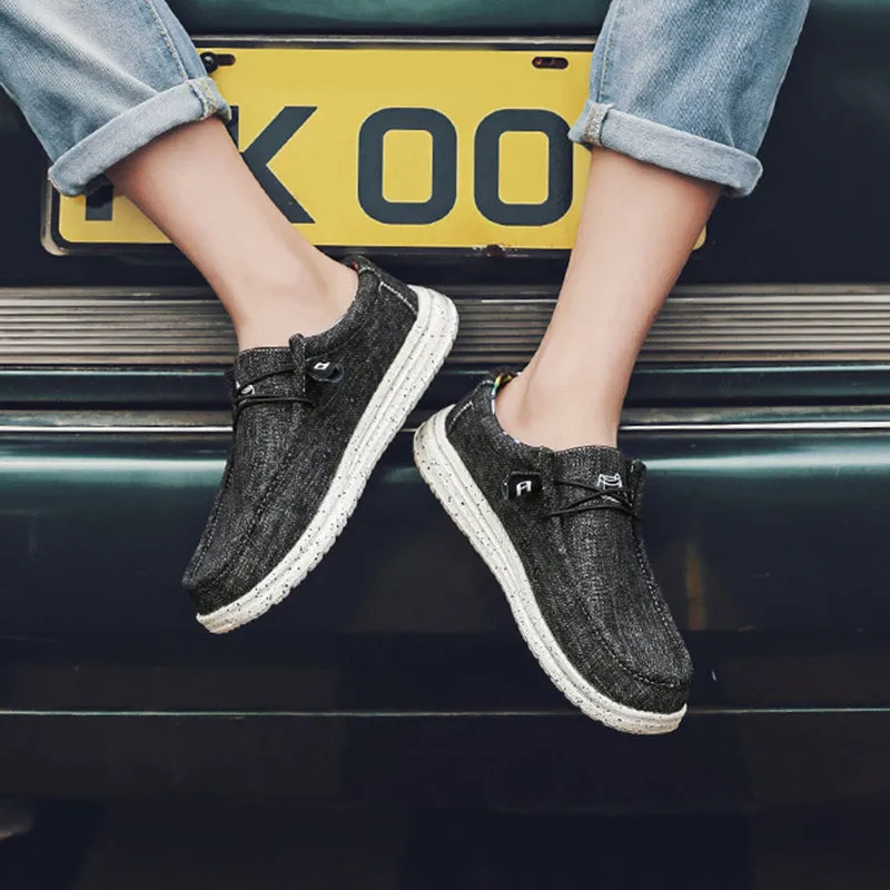 Men Loafers Fashion Canvas Shoes Suede Leather Loafers