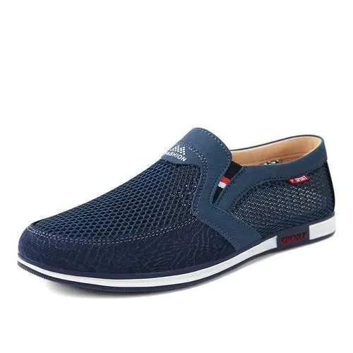 Men Mesh Splicing Black Comfortable Breathable Slip Ons Slip On Loafers  Slip On Tennis