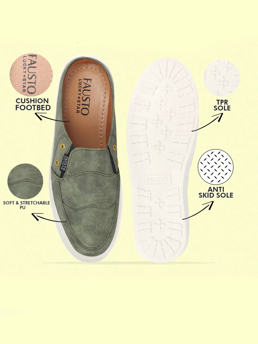Men Olive Green Casual Slip-On Shoes Espadrille Slip On Sandals