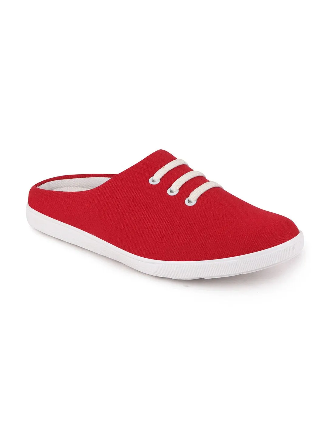 Slip On Wedge Sneakers Men Red Casual Canvas Slip-On Shoes
