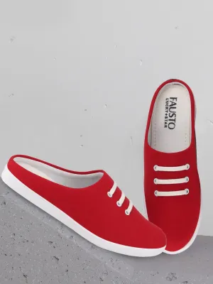 Men Red Casual Canvas Slip-On Shoes Slip-on Boat Shoes