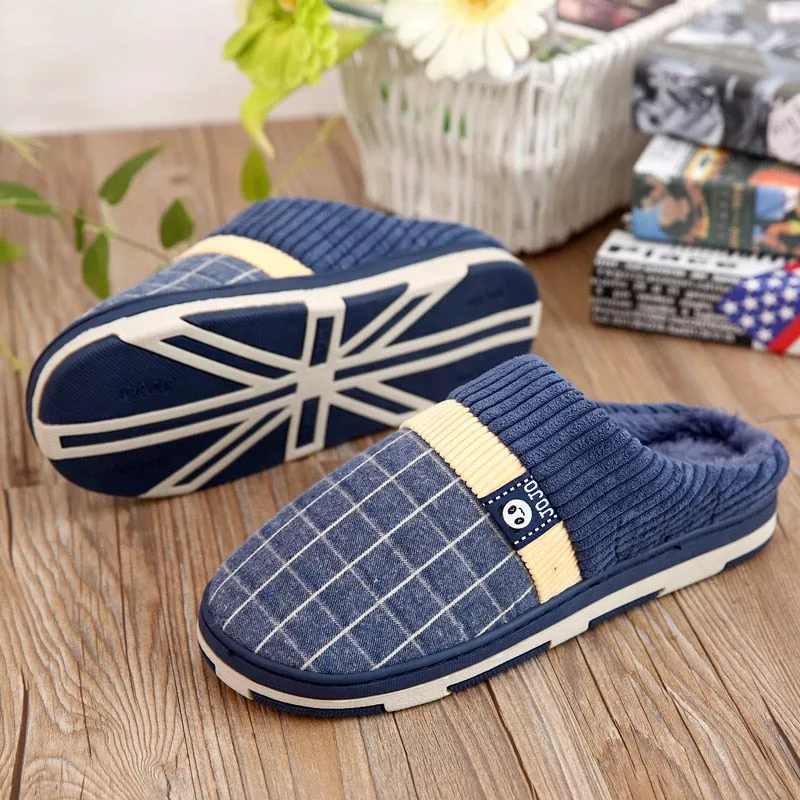 Tazzette Slippers Men Warm Slippers Cotton Winter Plush Indoor Household Shoes Winter Slippers shoes Slippers