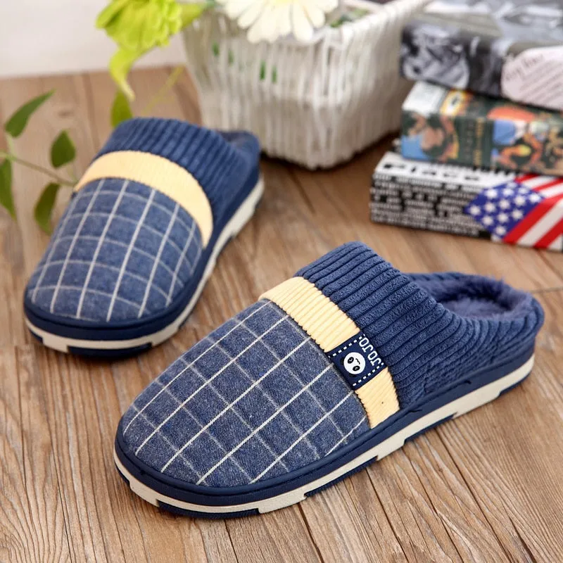 Men Warm Slippers Cotton Winter Plush Indoor Household Shoes Winter Slippers shoes Slippers Slippers With Grippers