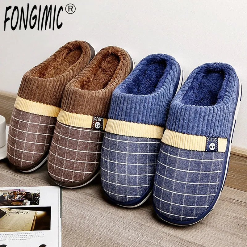 Suede Platform Slippers Men Warm Slippers Cotton Winter Plush Indoor Household Shoes Winter Slippers shoes Slippers