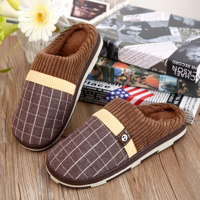 Wayer Slides Men Warm Slippers Cotton Winter Plush Indoor Household Shoes Winter Slippers shoes Slippers