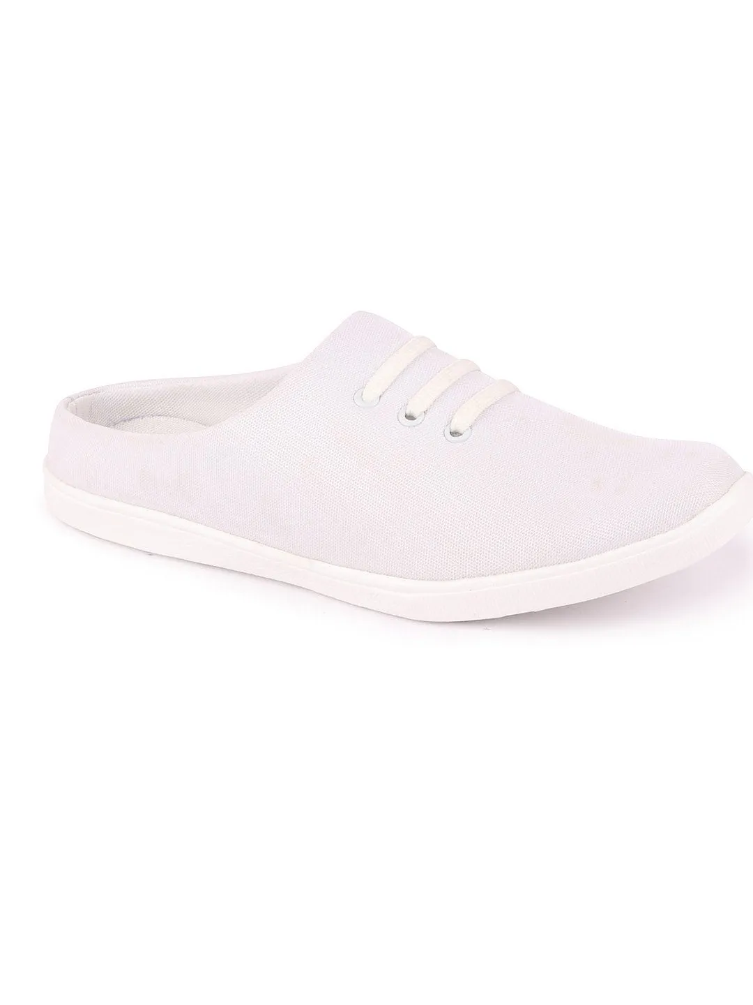 Slip On Perforated Sneakers Men White Casual Canvas Slip-On Shoes