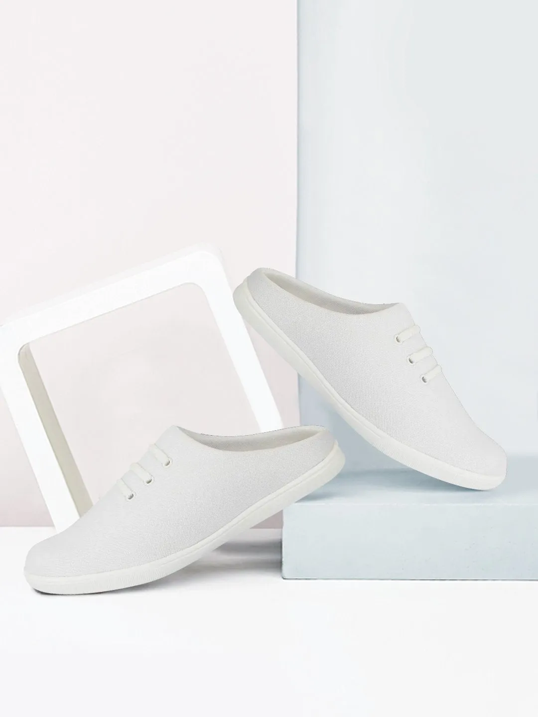 Slip On Skechers Men White Casual Canvas Slip-On Shoes