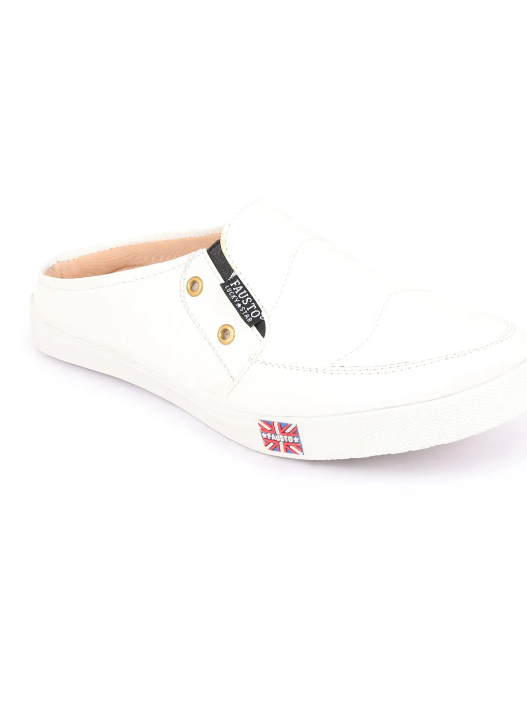 Men White Casual Slip-On Shoes Slip On Athletic Shoes With Arch Support