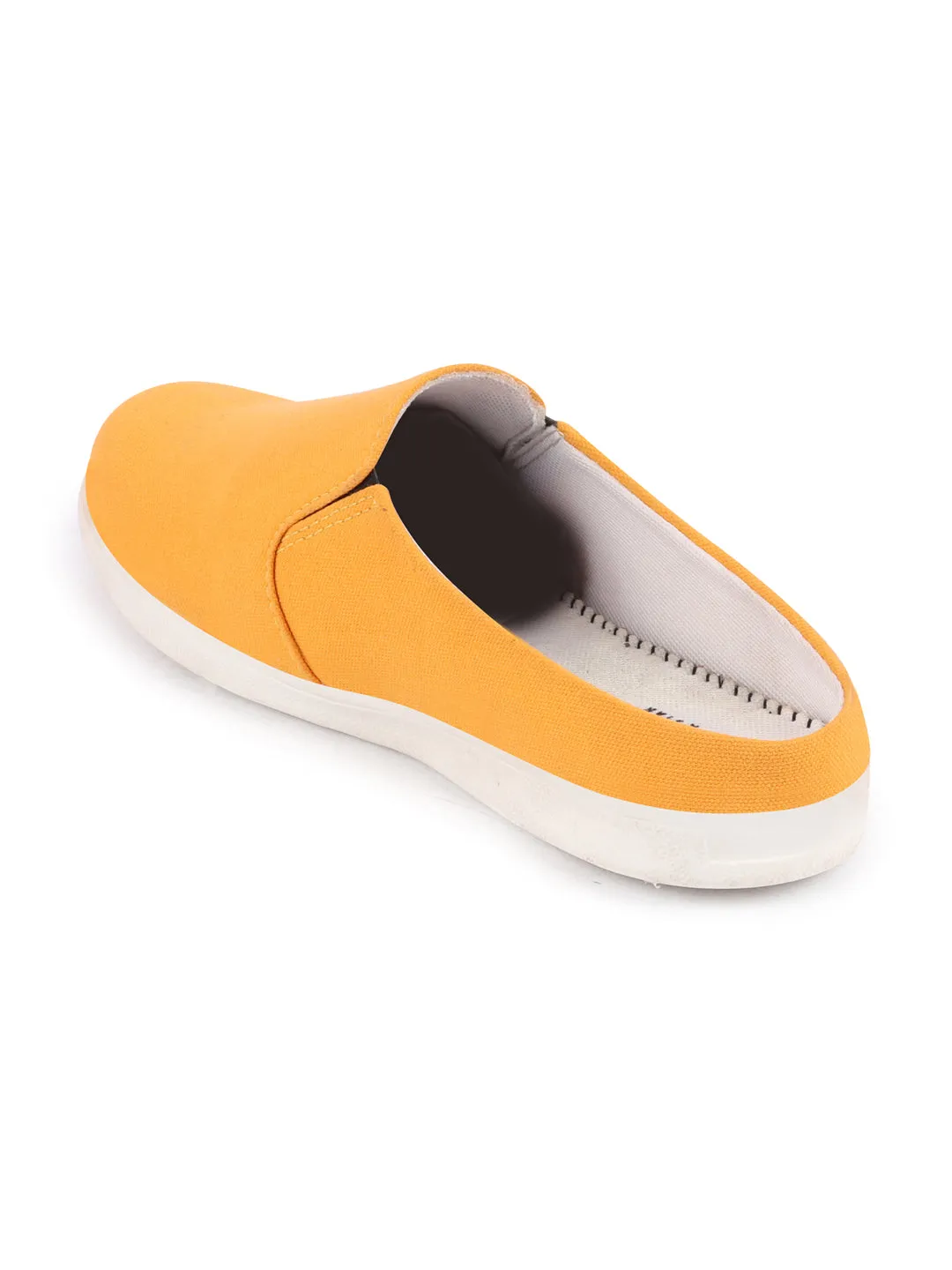 Loafers And Slip Ons Men Yellow Casual Back Open Canvas Stylish Slip On Shoes