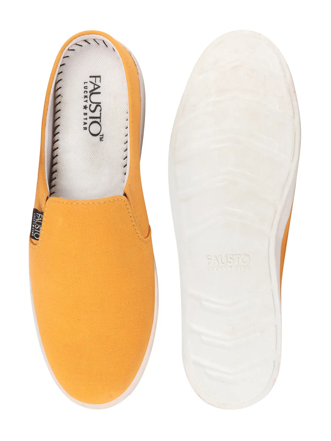 Slip On No Laces Men Yellow Casual Back Open Canvas Stylish Slip On Shoes