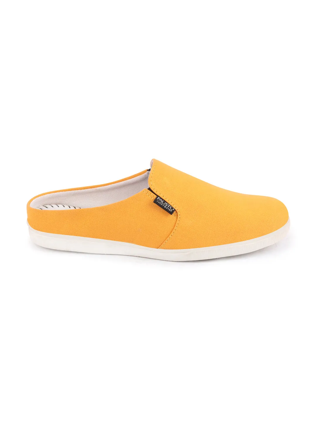 Men Yellow Casual Back Open Canvas Stylish Slip On Shoes Bass Shoes Slip Ons