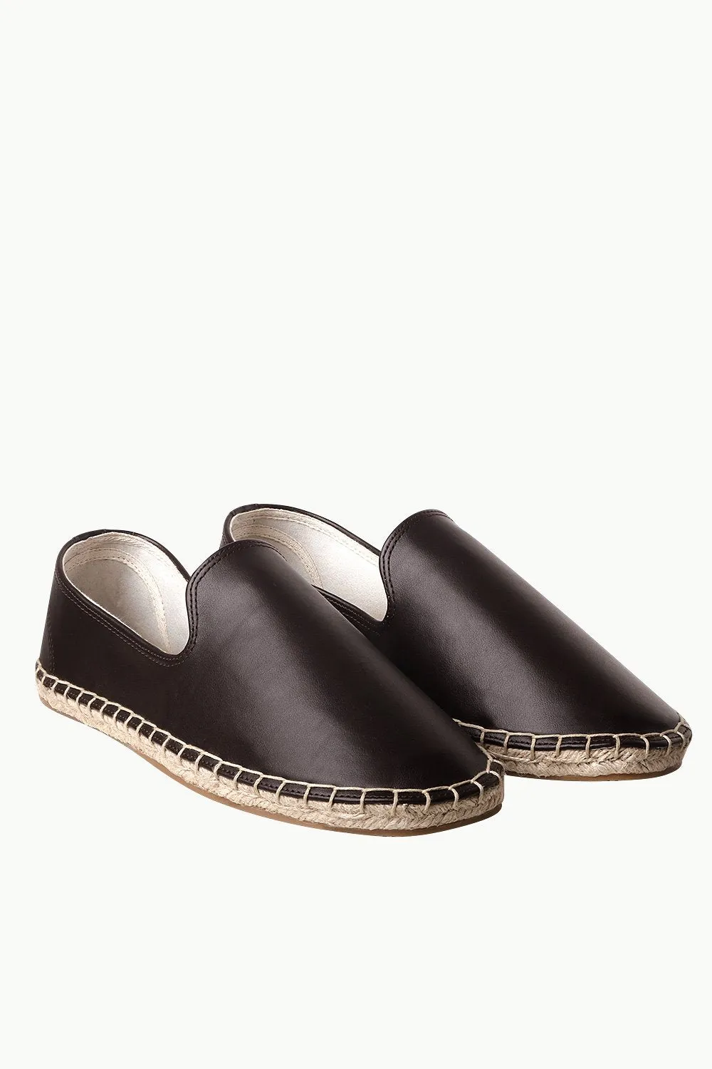 Men's Brown Faux Leather Espadrilles Laceless Slip On