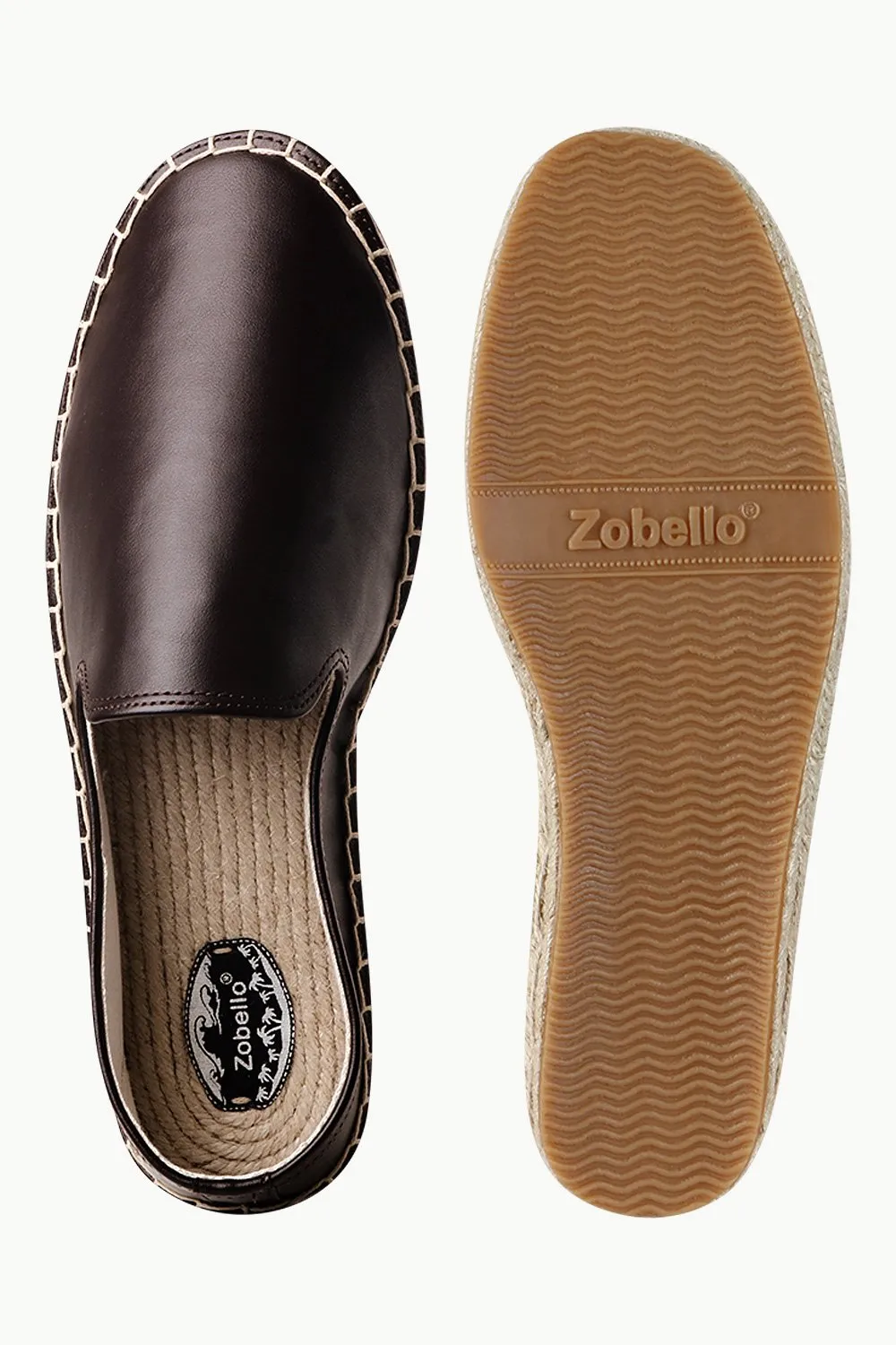 Men's Brown Faux Leather Espadrilles Slip On Breathable Shoes