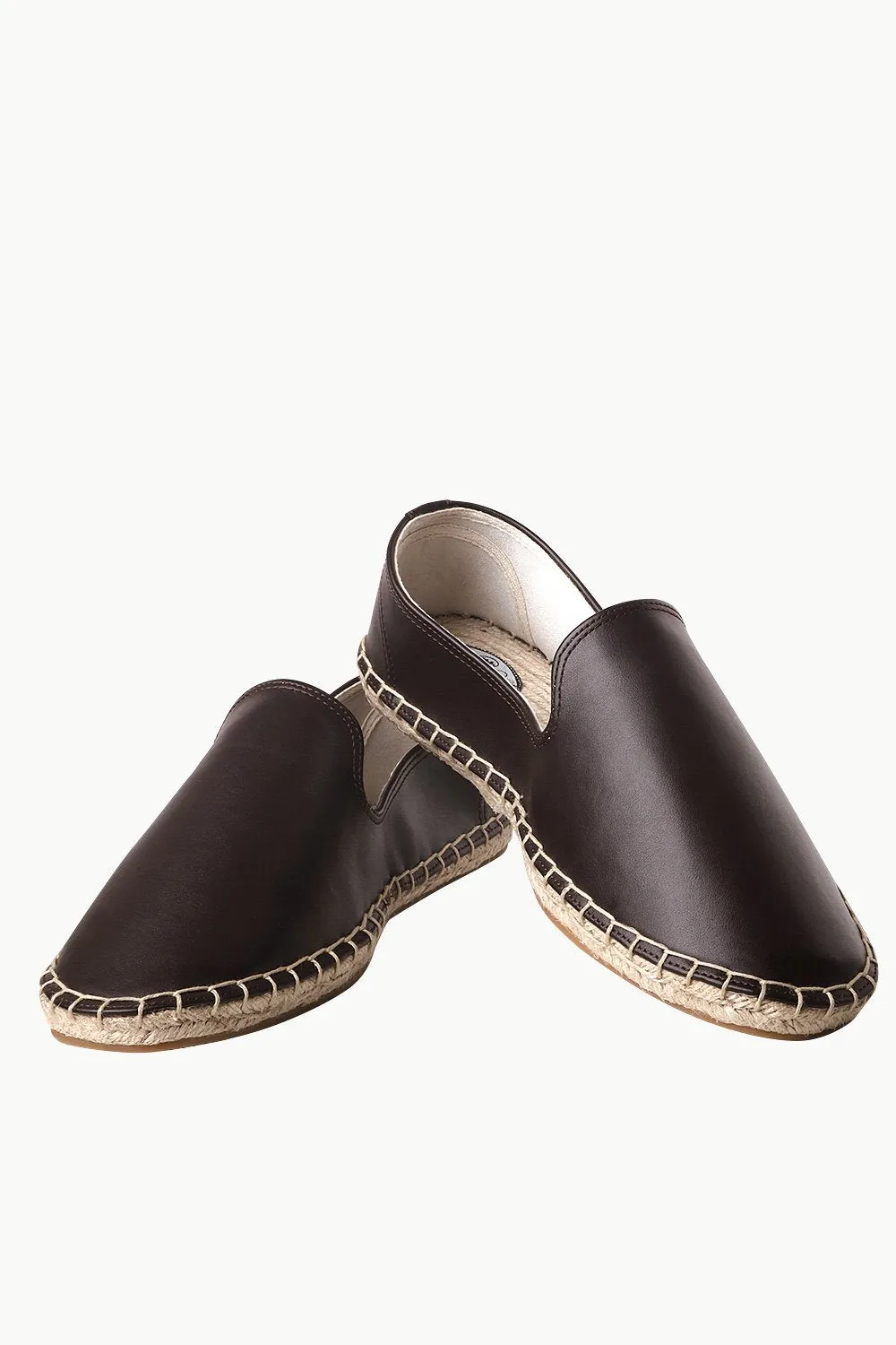 Men's Brown Faux Leather Espadrilles Comfort Slip On Sneakers